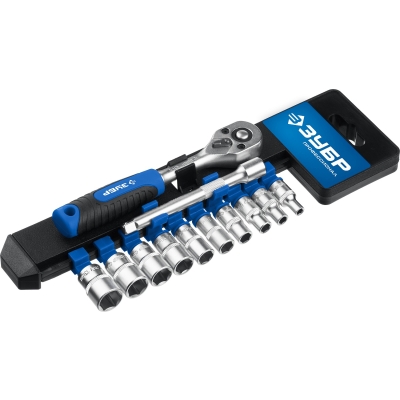 ЗУБР ТМ-12М, 12 предм., (1/4″), набор торцовых головок, Профессионал (27645-H12)